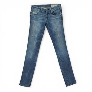 Diesel Women 27x30 Skinny Jeans Cotton Stretch Blue Y2K Slim Denim Aesthetic